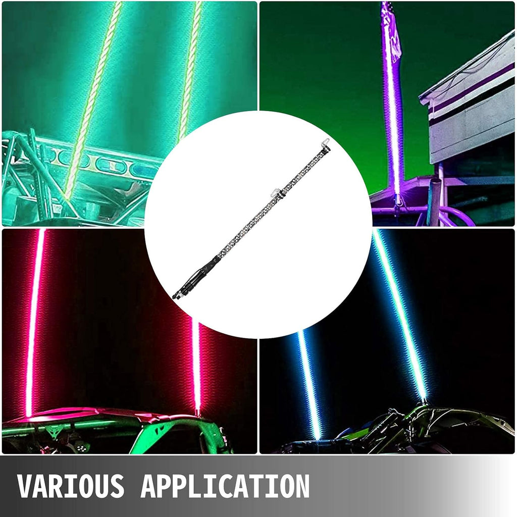 2PC 4FT 360° Spiral LED Whip Lights RGB Color Weatherproof with RF Wireless Remote Z68417