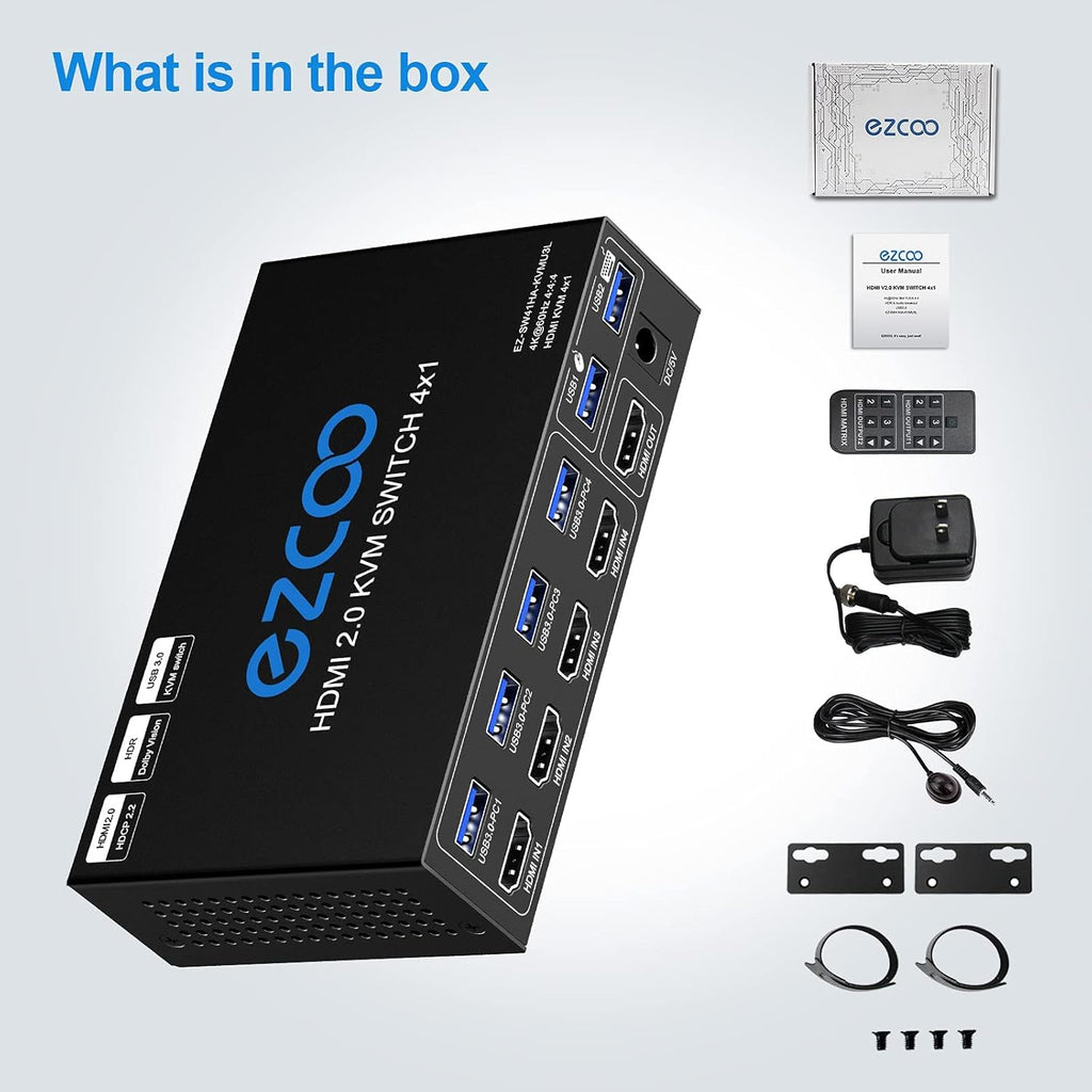4-Port USB 3.0 KVM Switch HDMI 4K 60Hz with USB Peripheral Hub P29935
