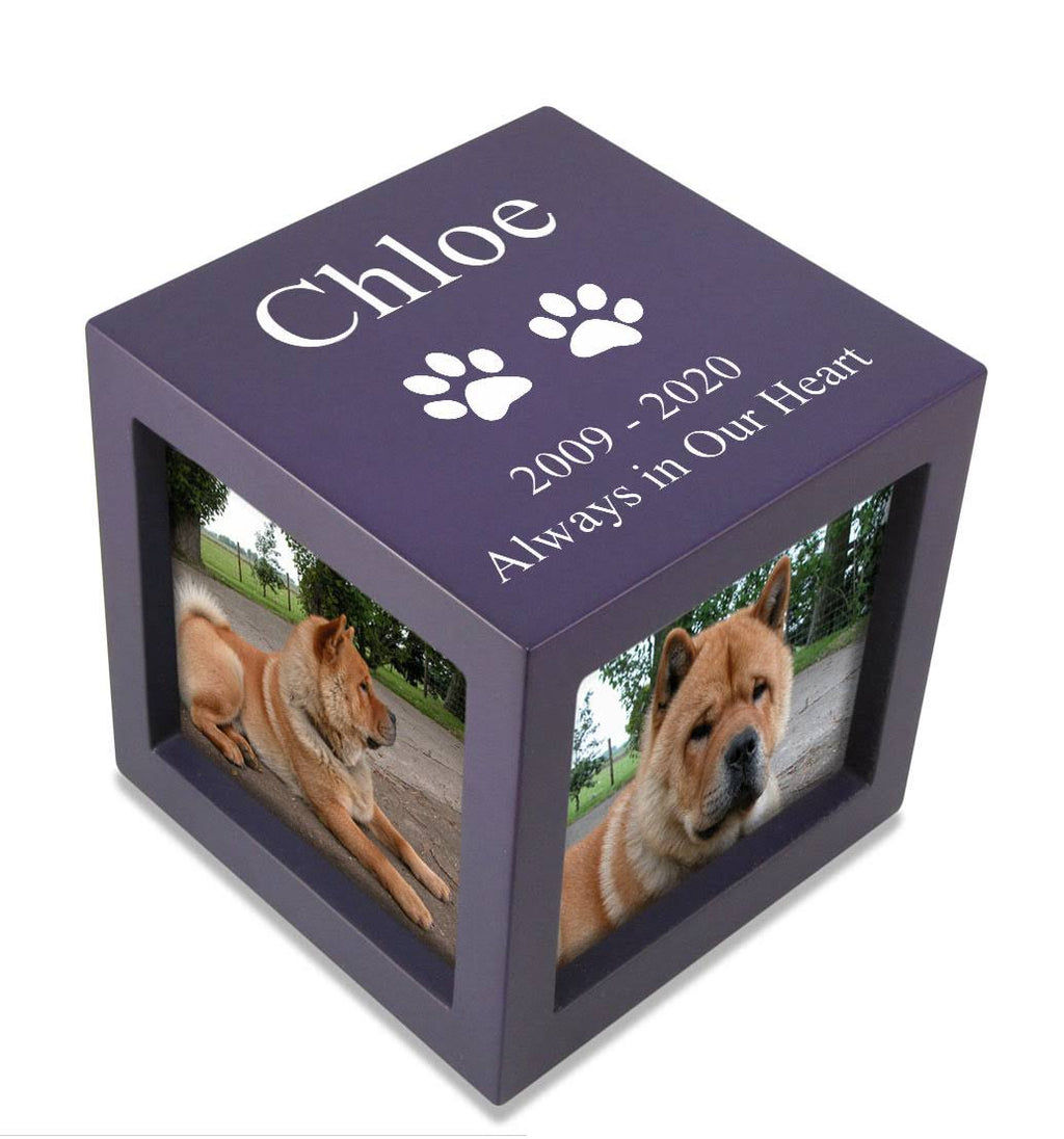 Medium Violet Photo Cube Pet Cremation Urn M587