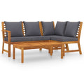 4 Piece Patio Lounge Set with Dark Gray Cushions Acacia Wood Outdoor Sectional Sofa Set R638