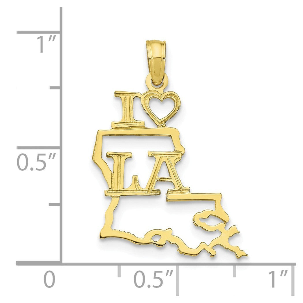 10k Gold Solid Louisiana State Pendant Necklace Jewelry .6 Grams Z336988