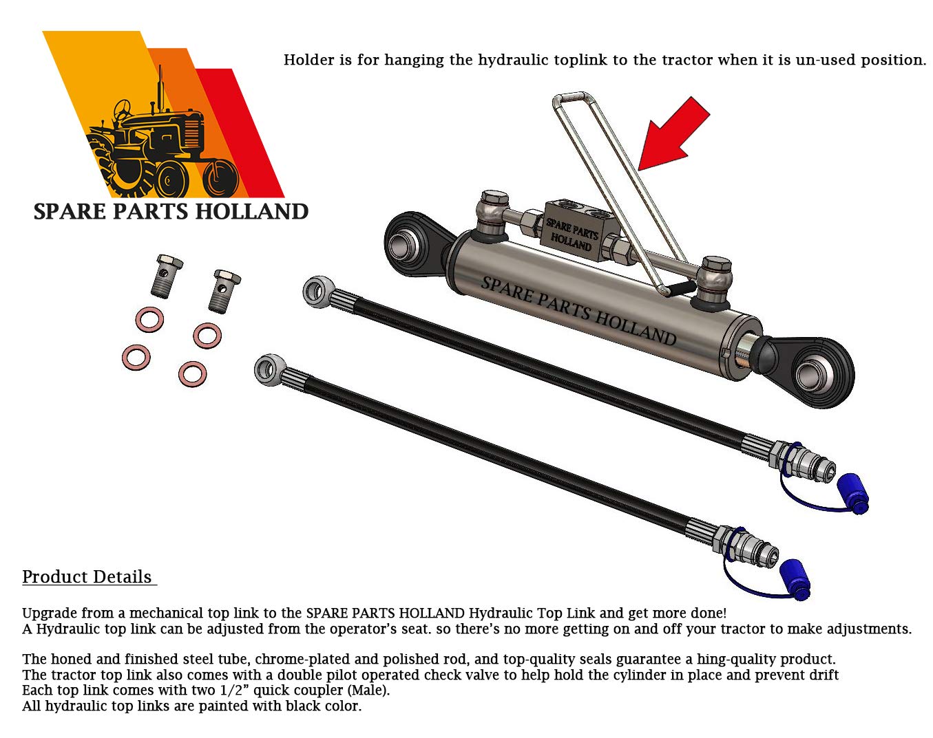 Hydraulic Top Link Cat. 1-1 with Locking Block 18 1/8" - 26 3/8" P199563