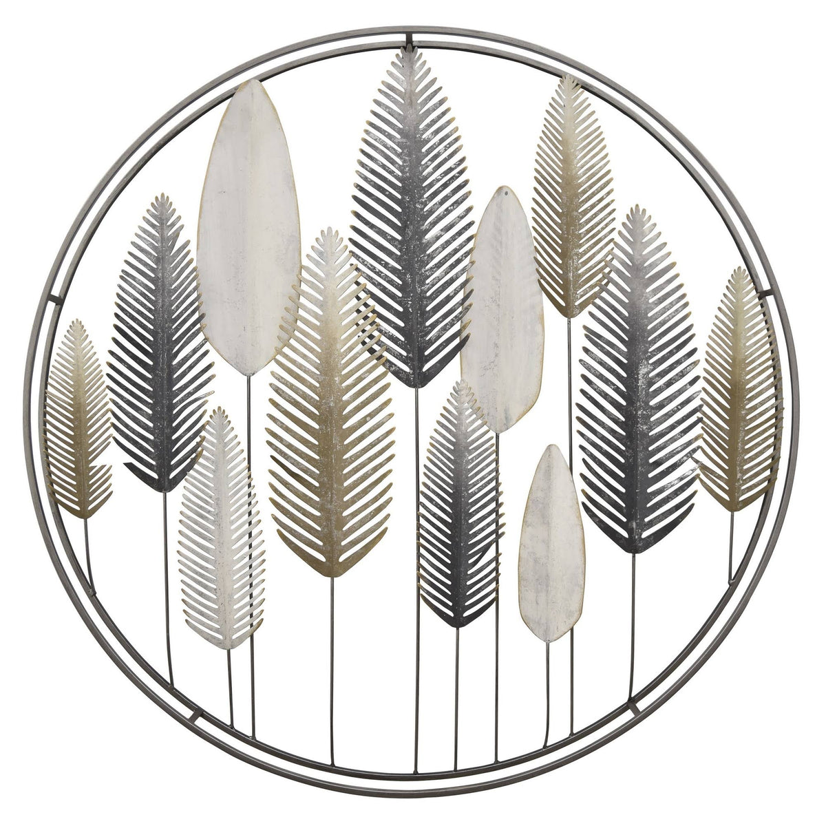 Multi-Colored Metal Feather Wall Decor T900646