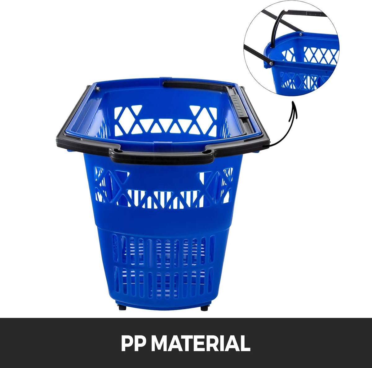 Blue Plastic Shopping Basket Set with Wheels C952004