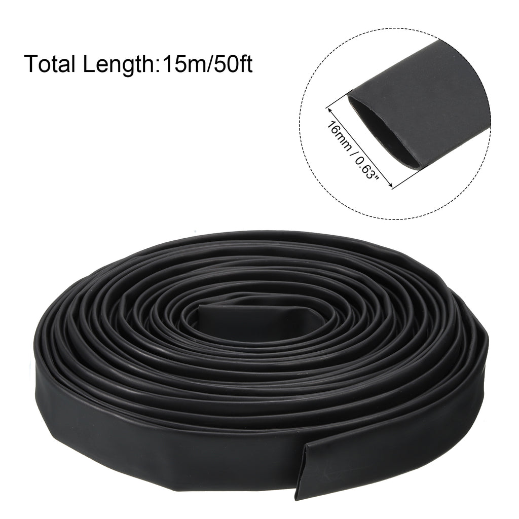 18mm Dia 50ft Black 4:1 Dual Wall Adhesive Lined Heat Shrink Tubing Y691