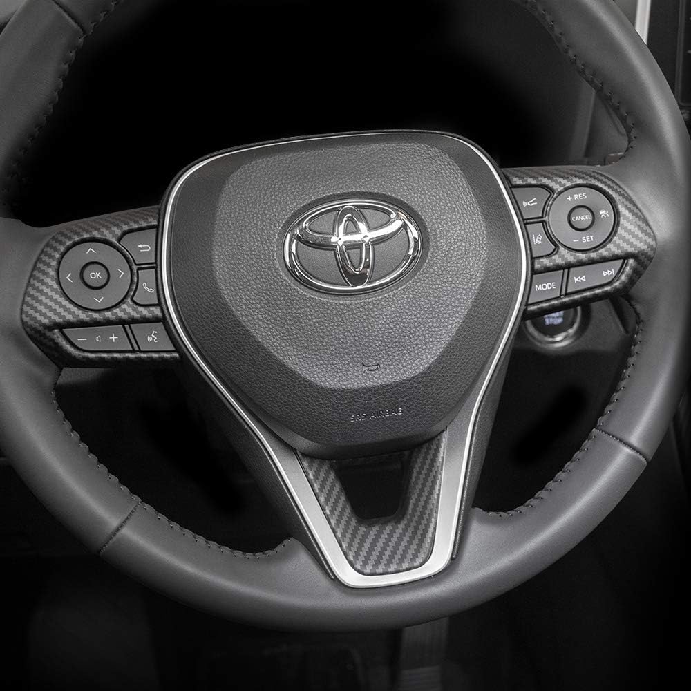 Gear Shift Panel Cover Trim Center Console Cup Holder Panel Frame Cover for Toyota Rav4 2019 2020 2021 2022 Glossy Carbon Fiber Pattern U1344