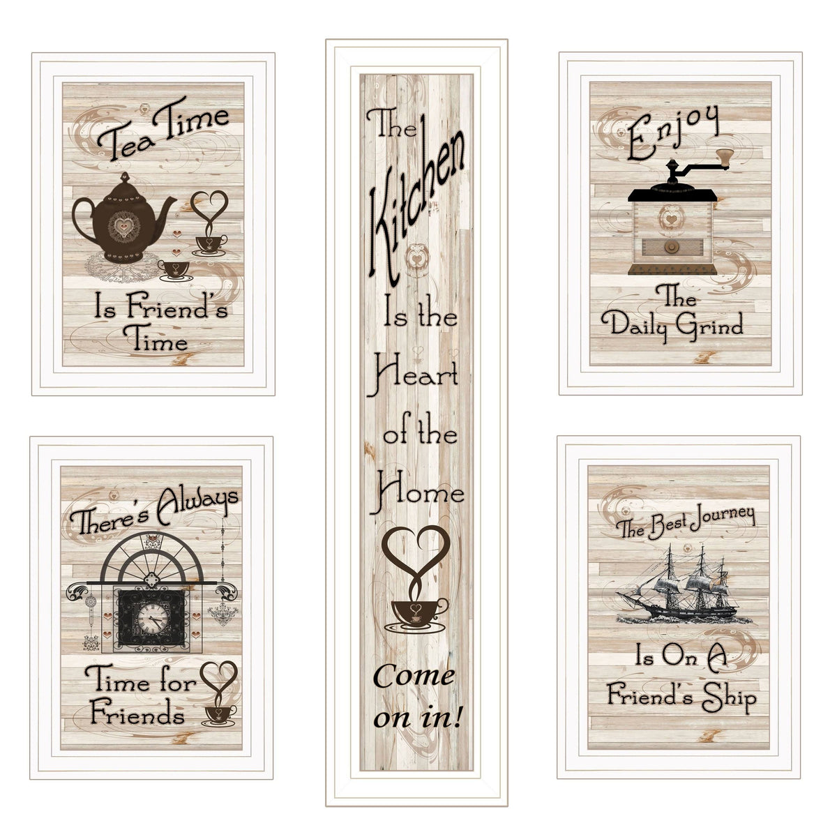White Wood Frame 5-Piece Vignette J760961