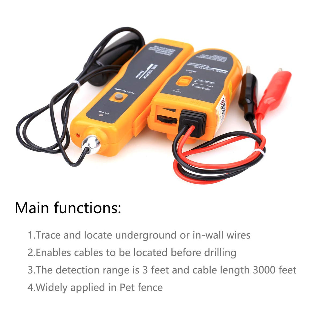 Cable Wire Locator Metal Pipes Electrical Wires Coax Cable Tester with Earphone Pack of 2 J333796