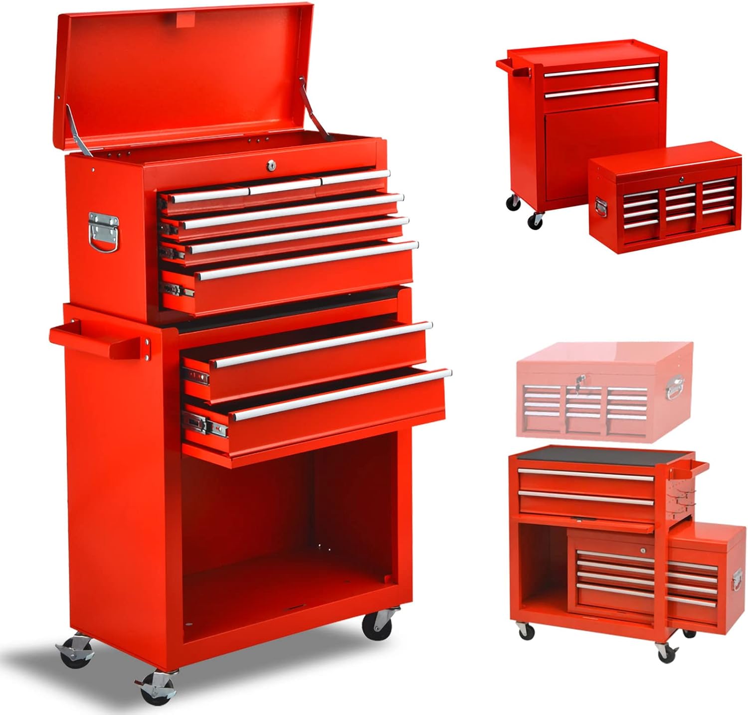 Orange Rolling Lockable Tool Chest with 8 Drawers M768