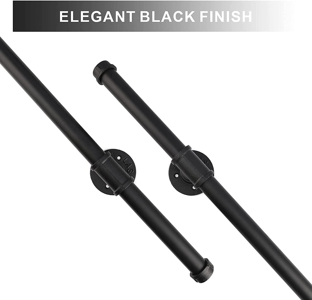 Black Metal Galvanized Steel Staircase Handrail with 4 Wall Mount Support I514012