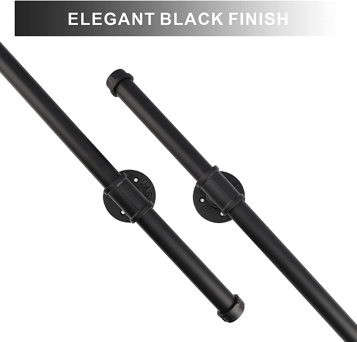 Black Metal Galvanized Steel Staircase Handrail with 4 Wall Mount Support I514012