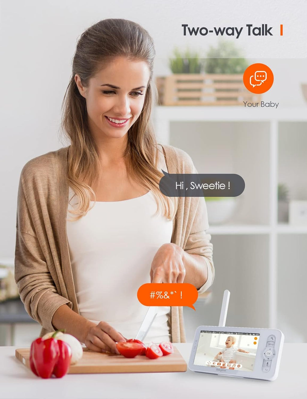 1080P Pan/Tilt Video Baby Monitor with Infrared Night Vision H64838