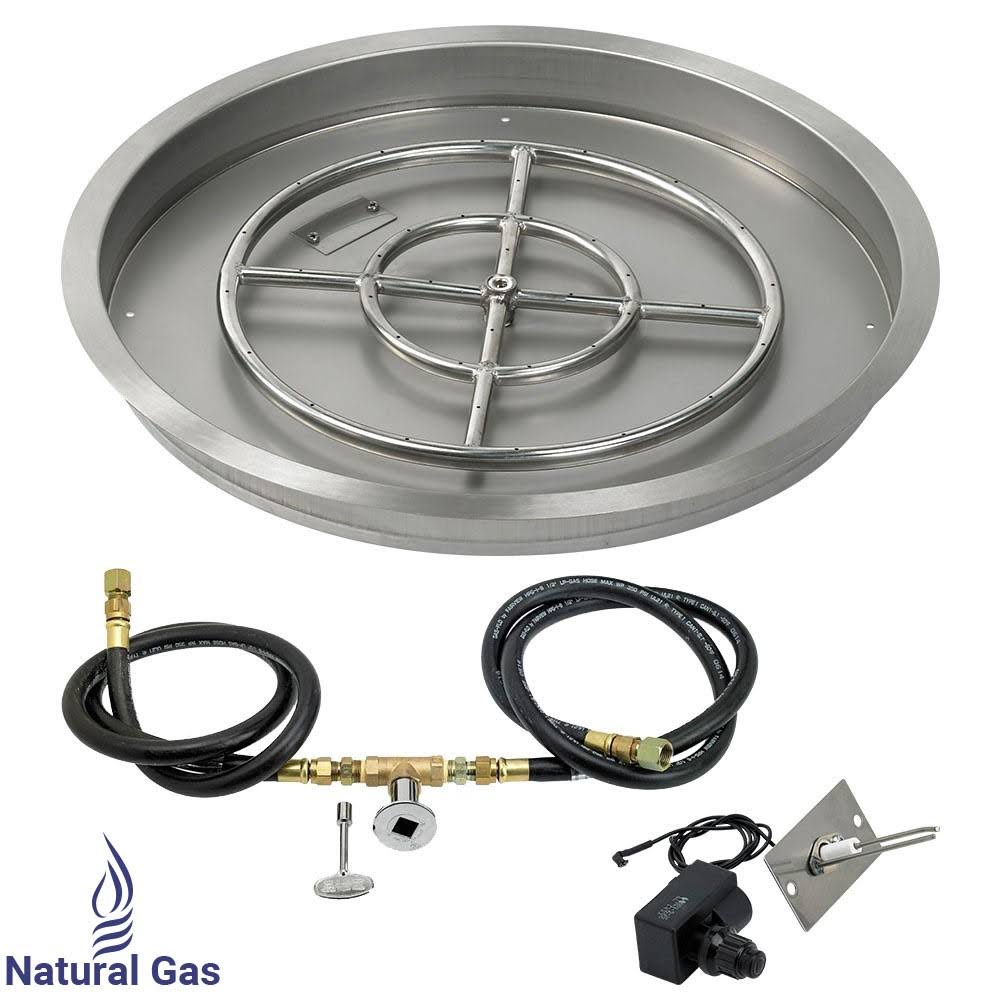 25 Round Stainless Steel Drop-In Fire Pit Pan with Spark Ignition Kit J747
