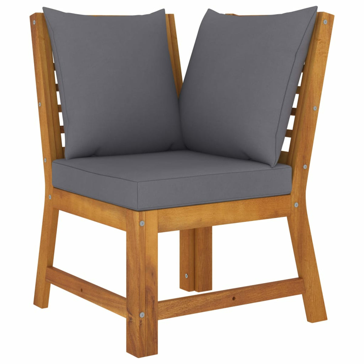 4 Piece Patio Lounge Set with Dark Gray Cushions Acacia Wood Outdoor Sectional Sofa Set R638