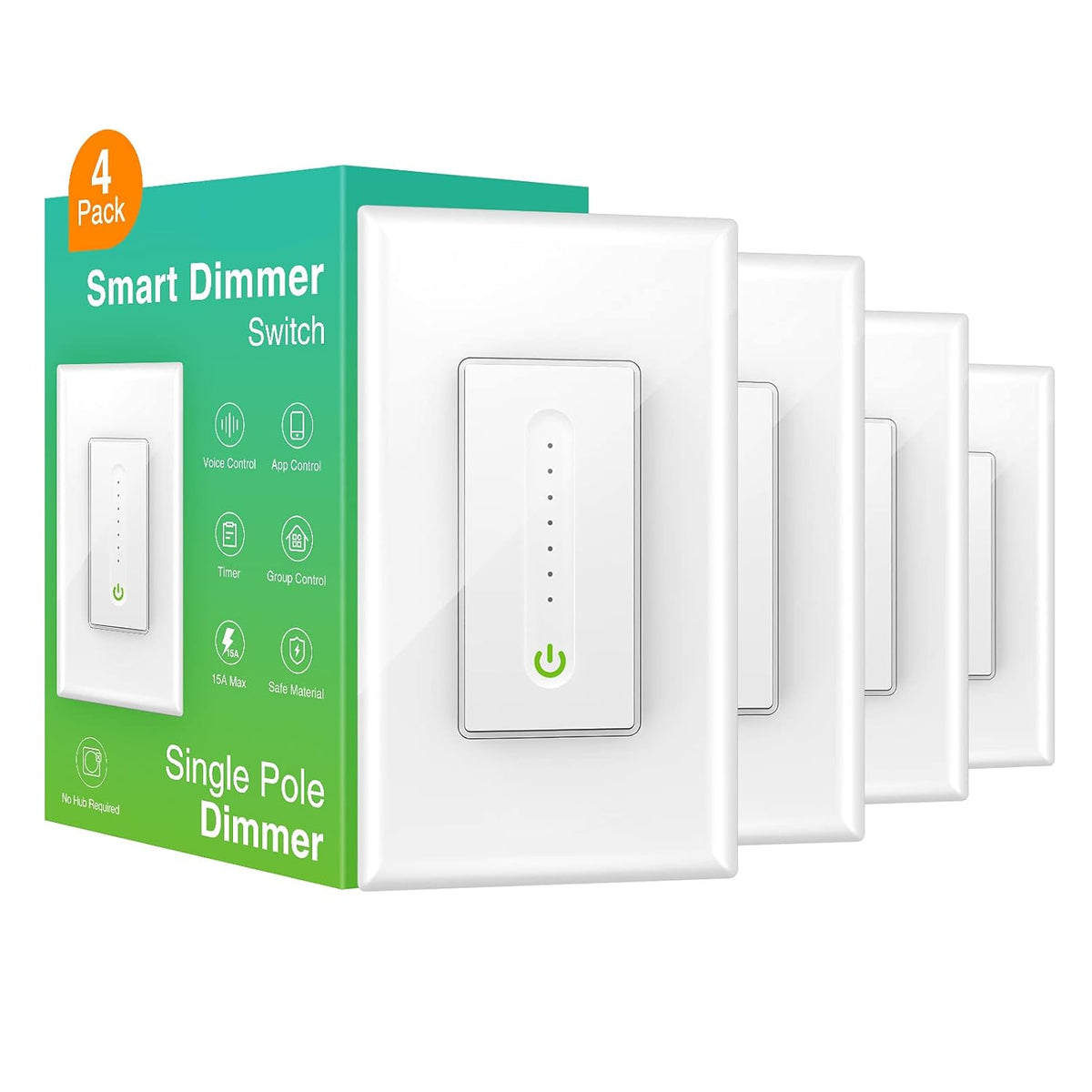 4 Pack White Smart Dimmer Switch L614