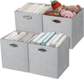 Beige Foldable Storage Cube Bins, Set of 4 W8879