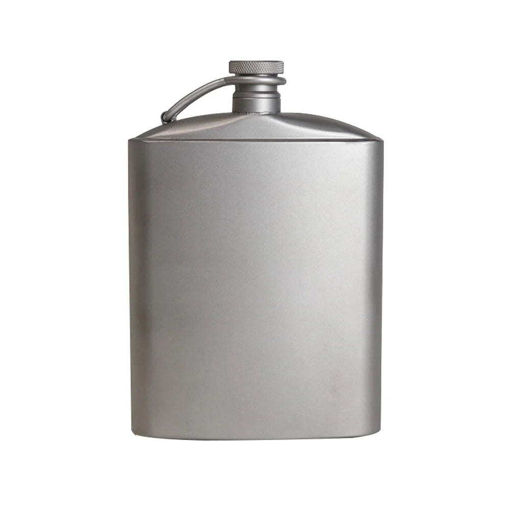 Titanium Flask Hip Flagon with Screw Clip Ultralight Hydration Flat Bottle with Ti Funnel P26149