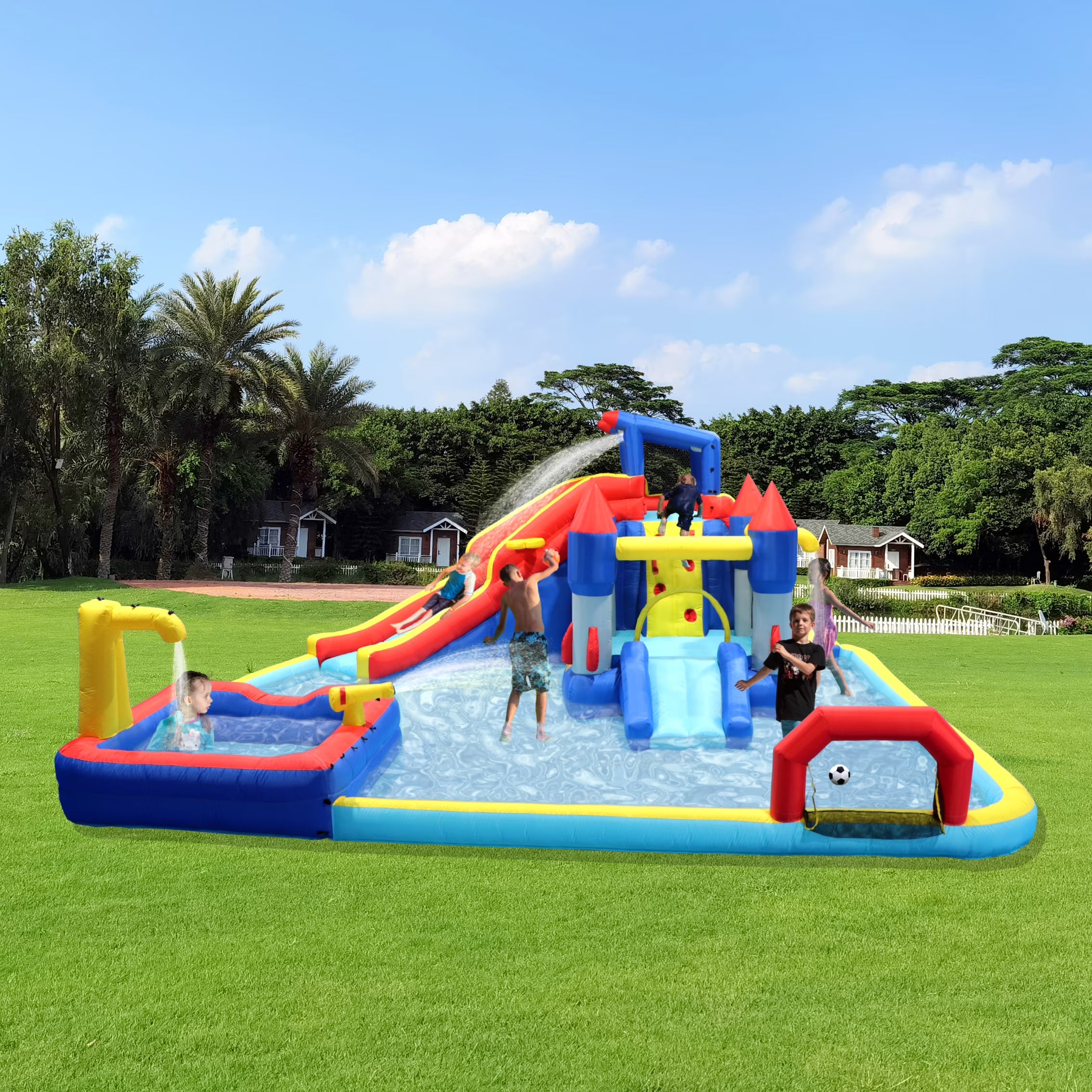 7-in-1 Inflatable Water Park with Splash Pool Z1609
