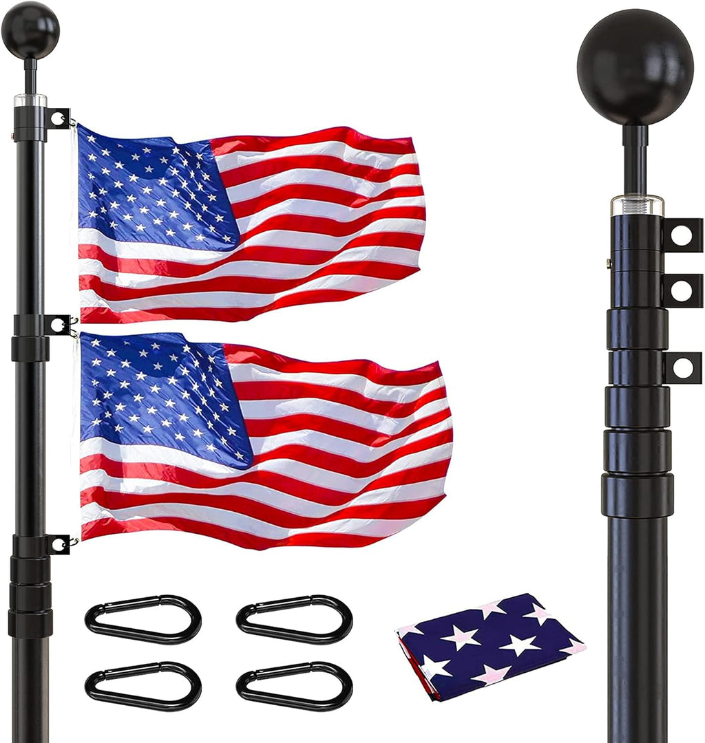 20FT Telescoping Black Flag Pole Kit with 3x5 American Flag R296131