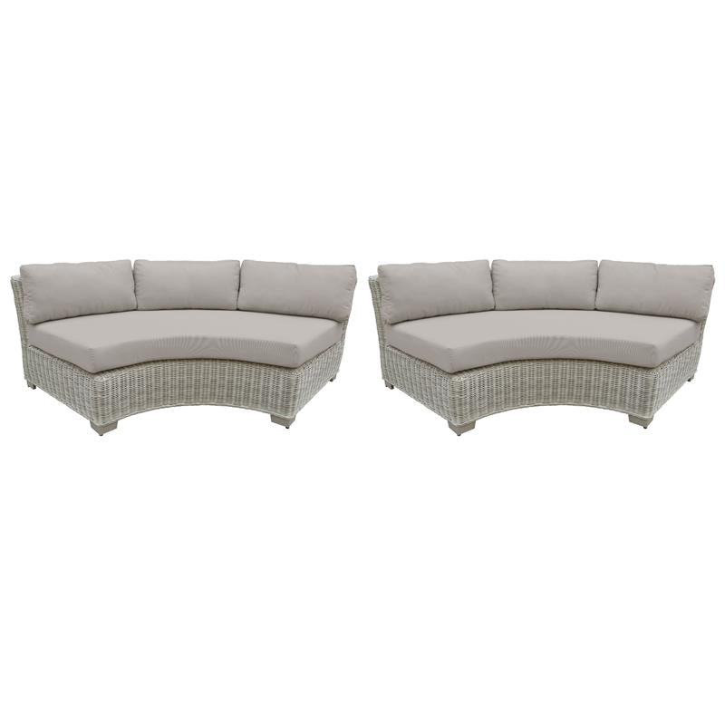 Beige Curved Armless Outdoor Wicker Patio Sofa D554033