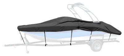 Black Semi Custom Boat Cover for Tournament Ski Boat with Wakeboard Tower T725621