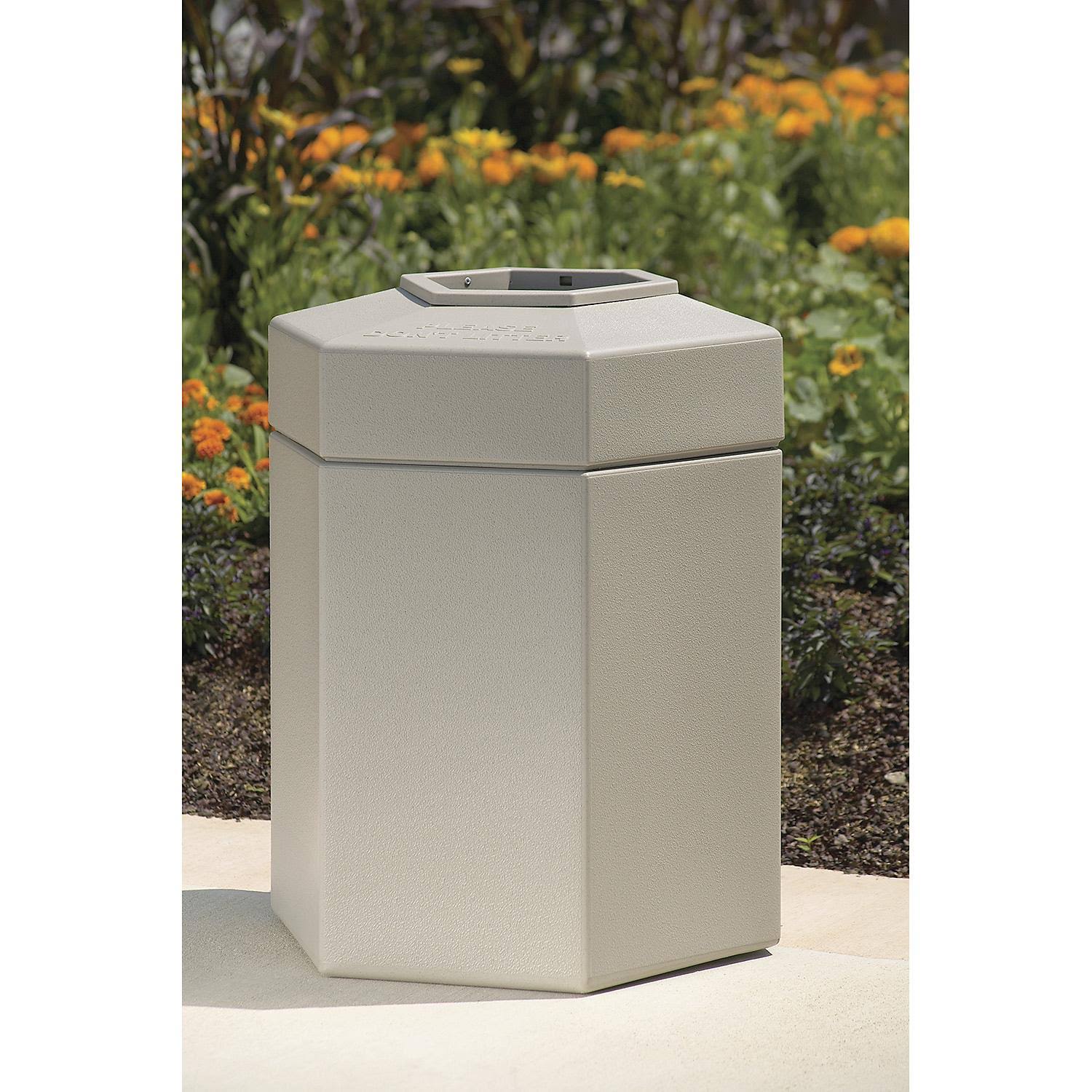 Beige 30-Gallon Hex Waste Container R3119