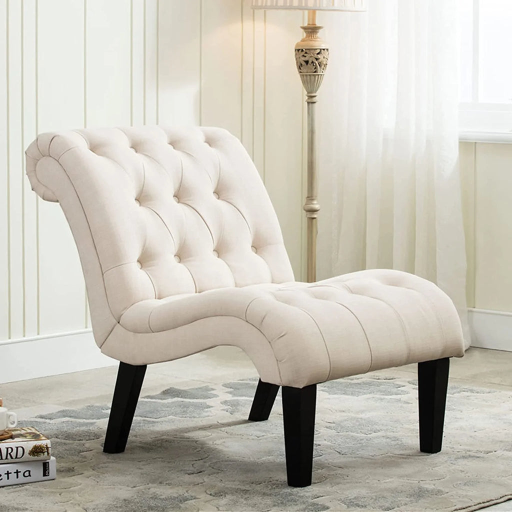 Cream Upholstered Accent Chair with Wood Legs I73197