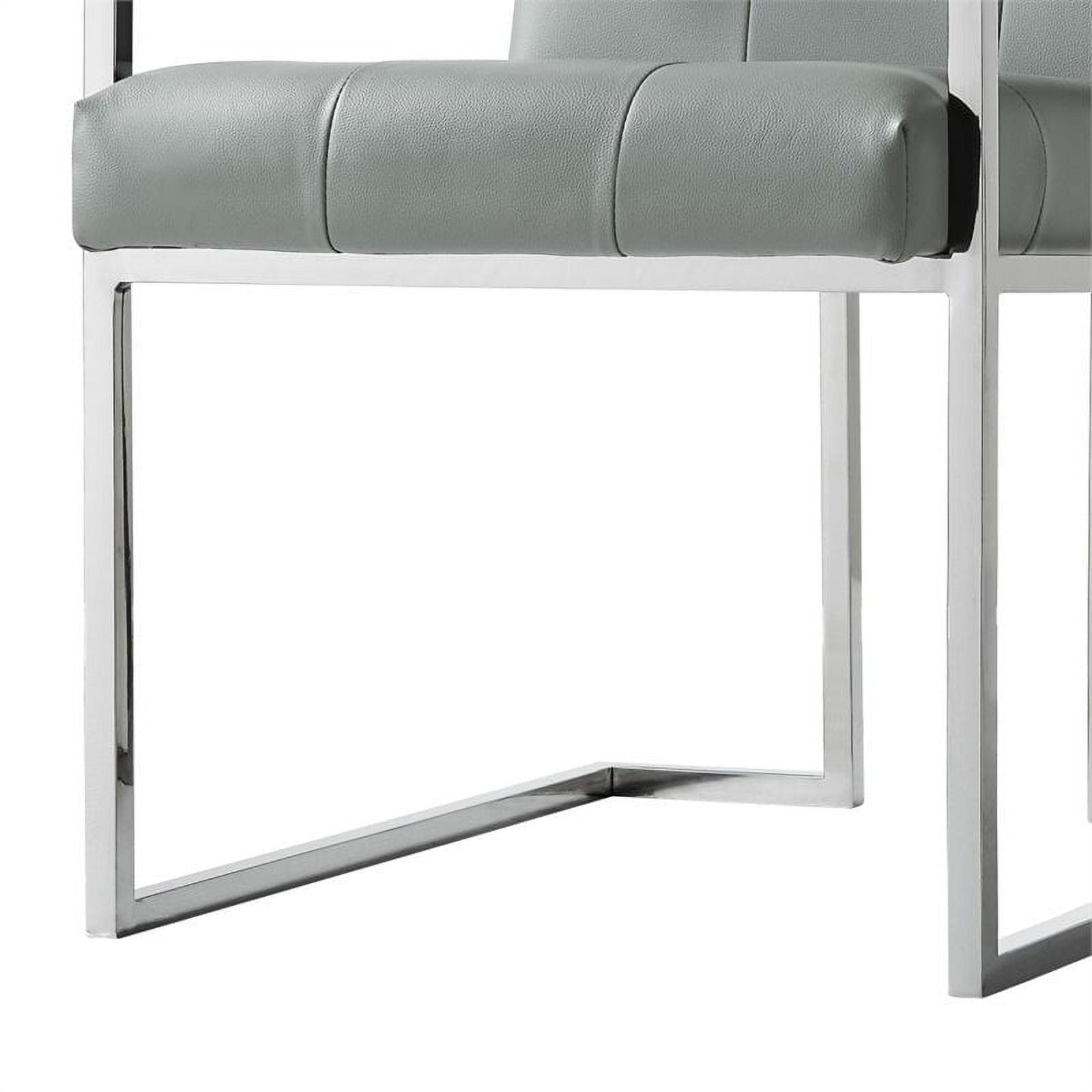 Tufted Faux Leather Dining Chair Light Gray/Chrome (Set of 2) G285
