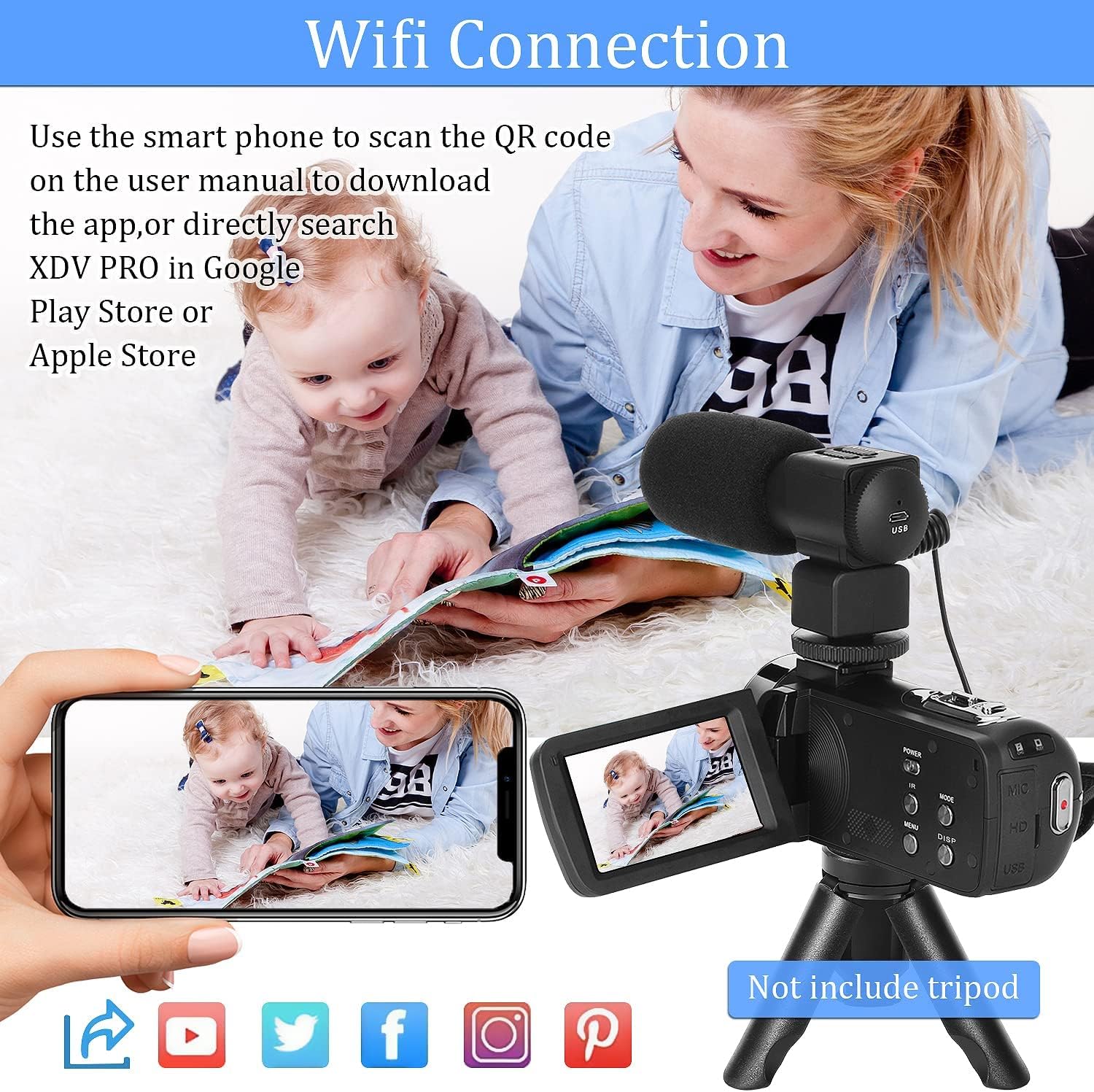 4K Video Camera Camcorder 48MP 60FPS 18X Zoom with 32GB SD Card Q39563