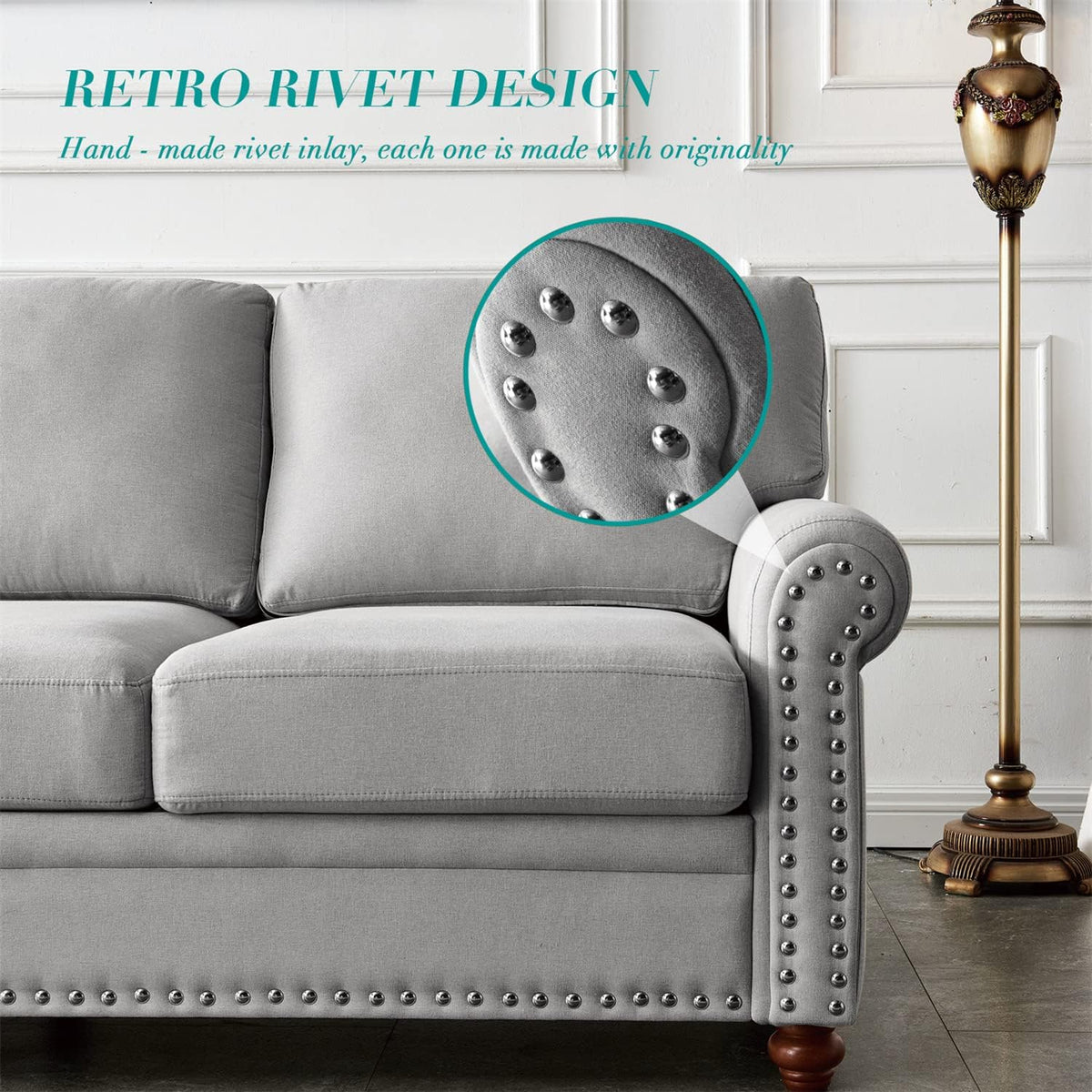 Grey 3 Pcs Sofa Set with Storage R2524