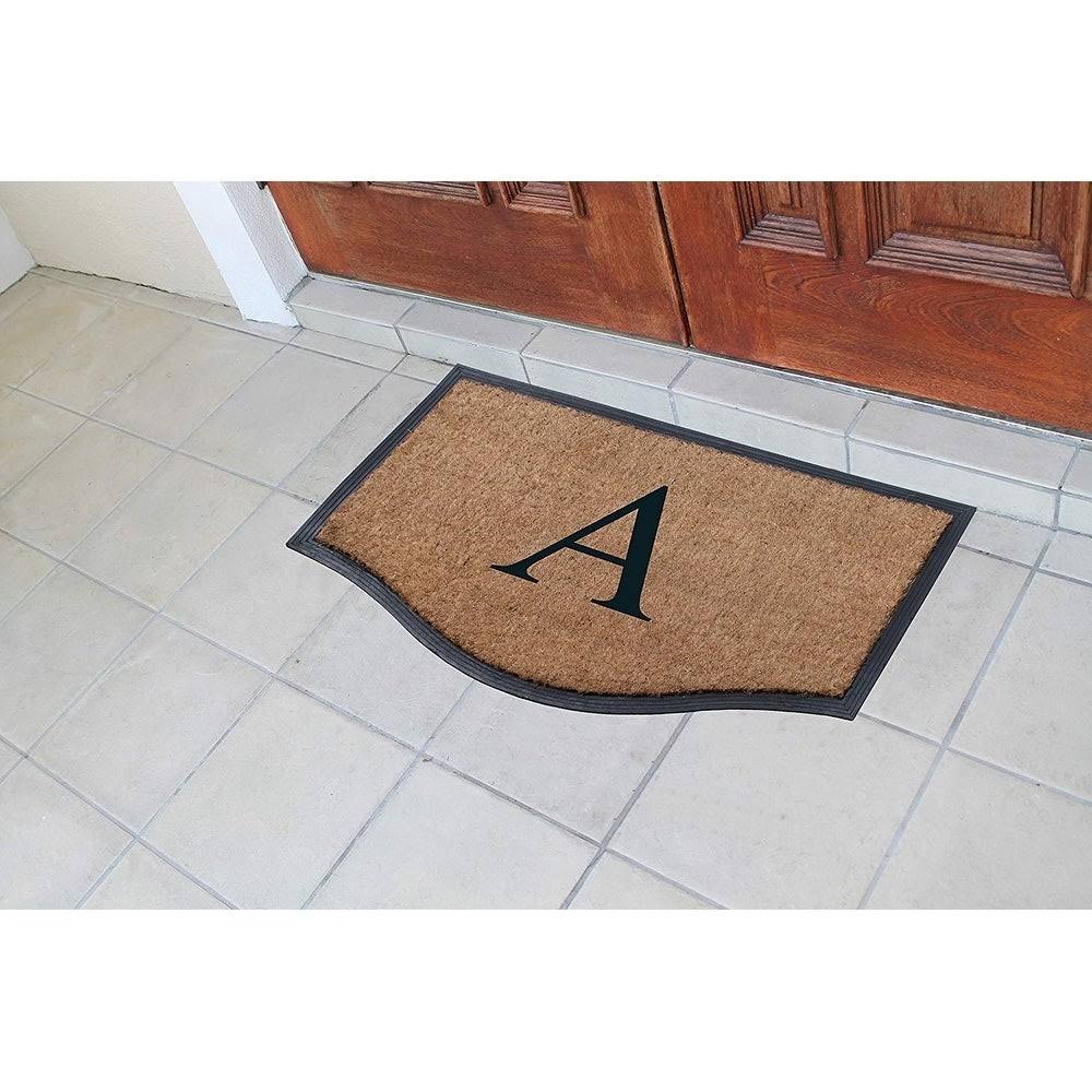 Black/Beige Rubber and Coir Non-Slip Extra Large Door Mat U852