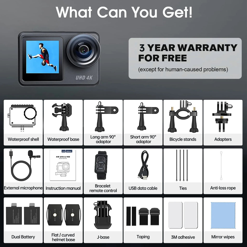 4K 30FPS Action Camera Waterproof WiFi Touch Screen O123