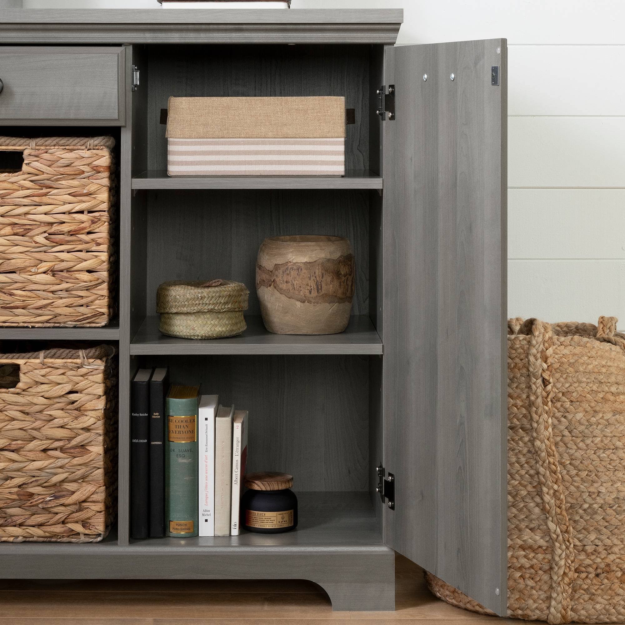 1 Door Storage Cabinet Gray Maple Q976