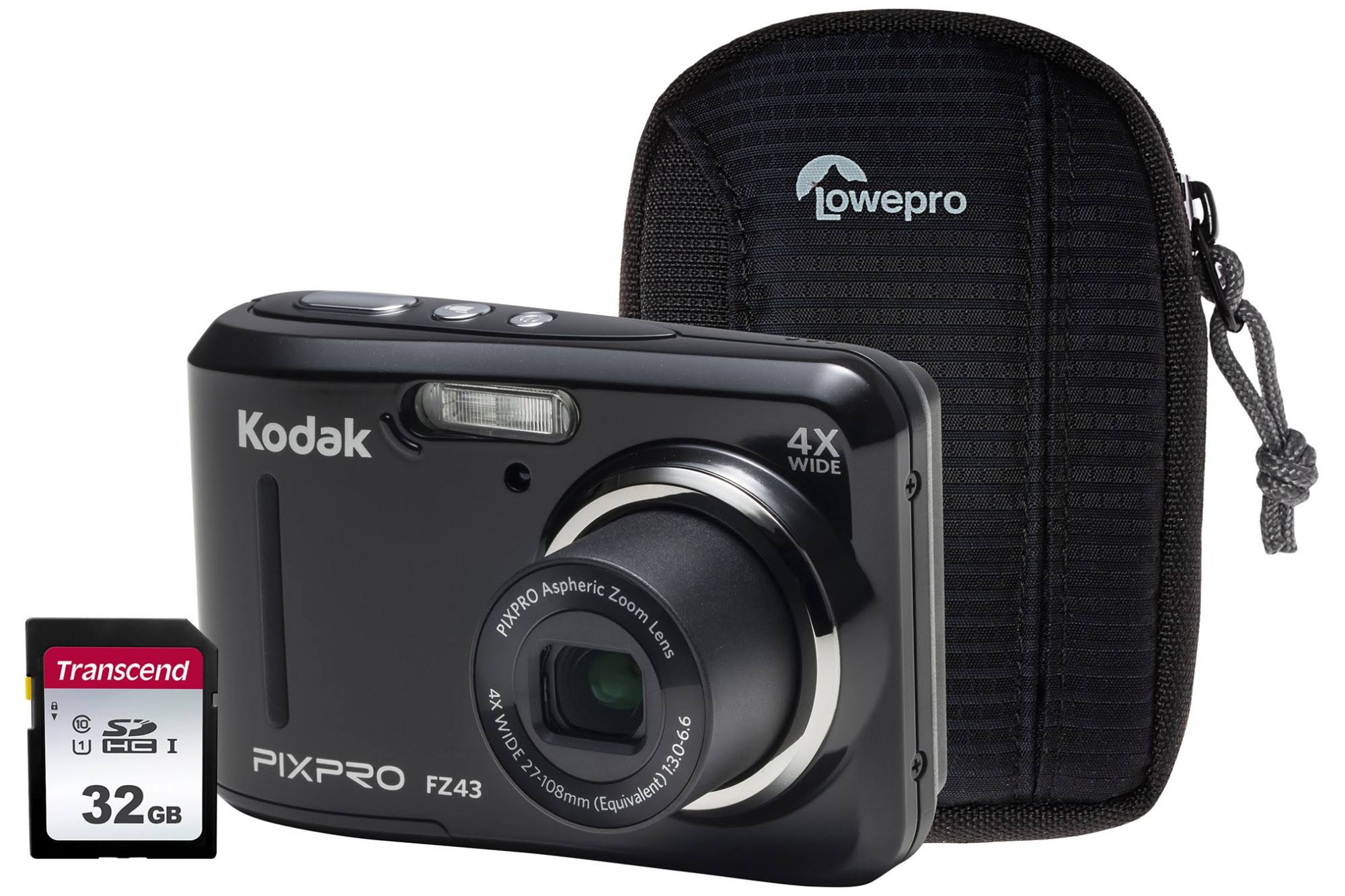Black 16MP 4X Zoom Compact Camera with 32GB SD Card & Case N637