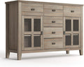 Solid Pine Wood Sideboard Buffet Credenza in Russet Brown with 2 Doors, 6 Drawers and 2 Cabinets N2500