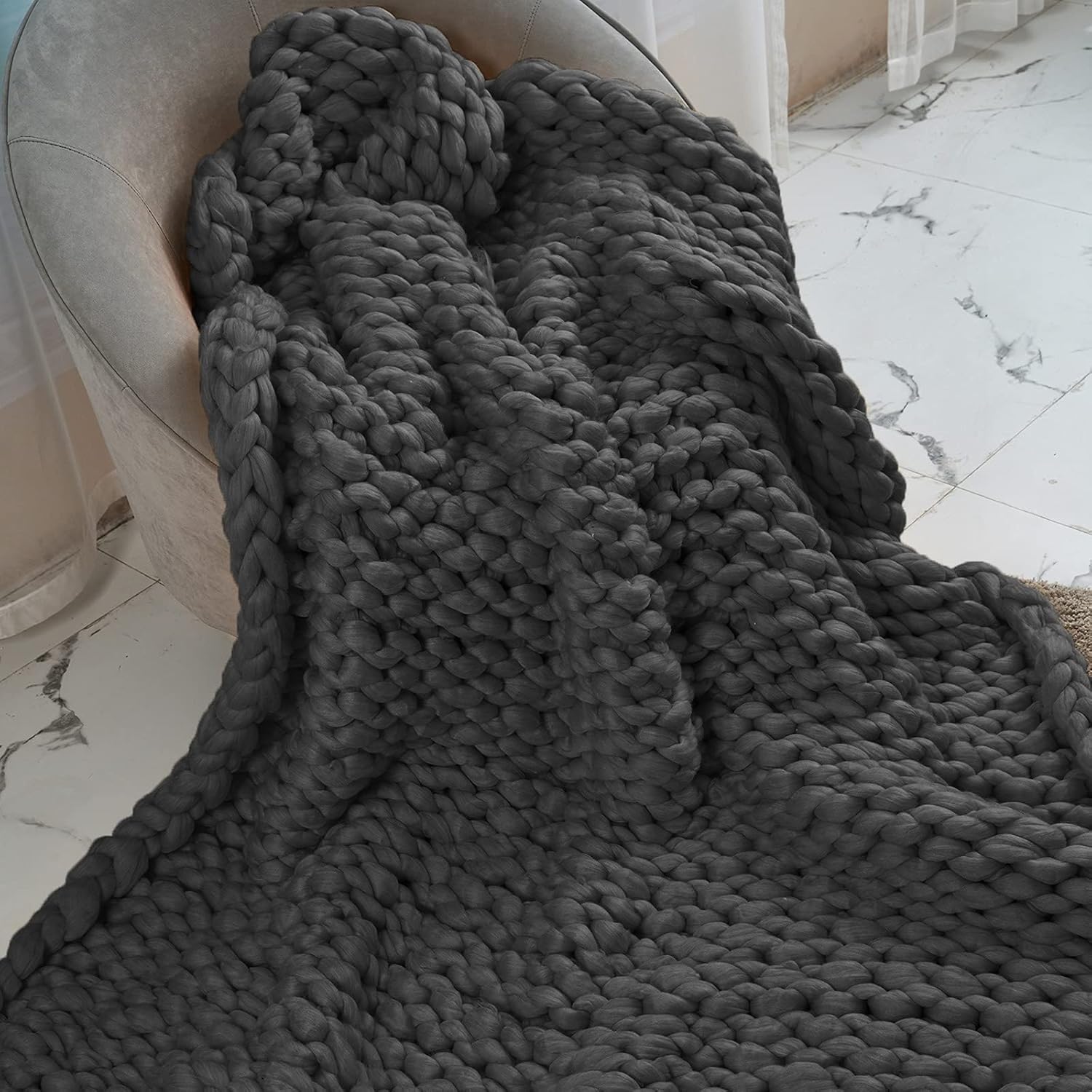 Chunky Knit Blanket Throw Rose Red 40x60 A8142