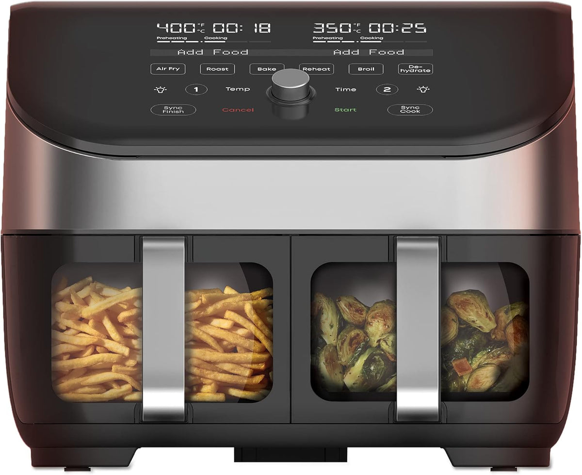 8 Quart Dual Basket Air Fryer with ClearCook Easy View Windows Z54776