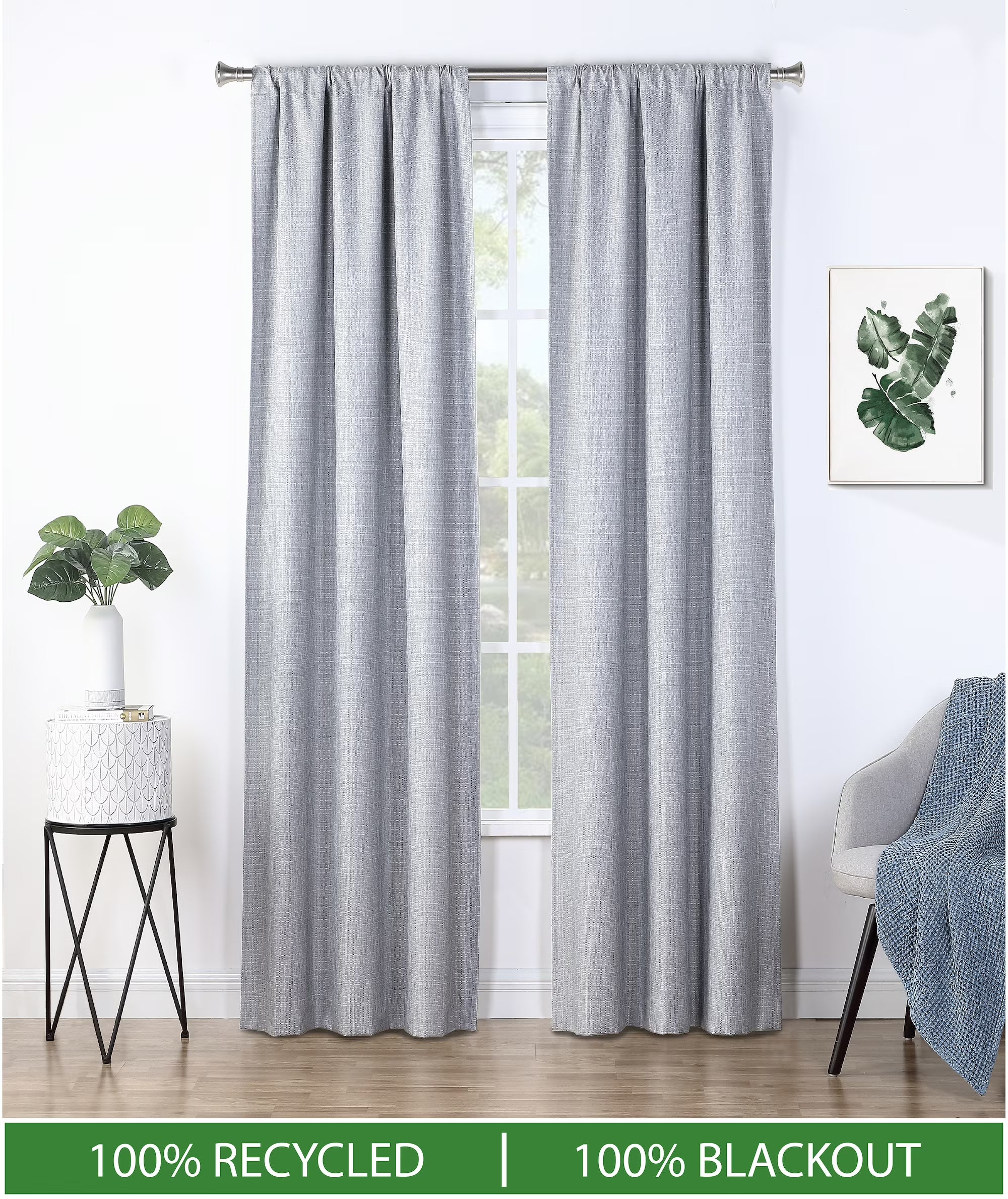 Textured Blackout Curtains 2 Pack Panel Set, Gray, 40"x84" F405