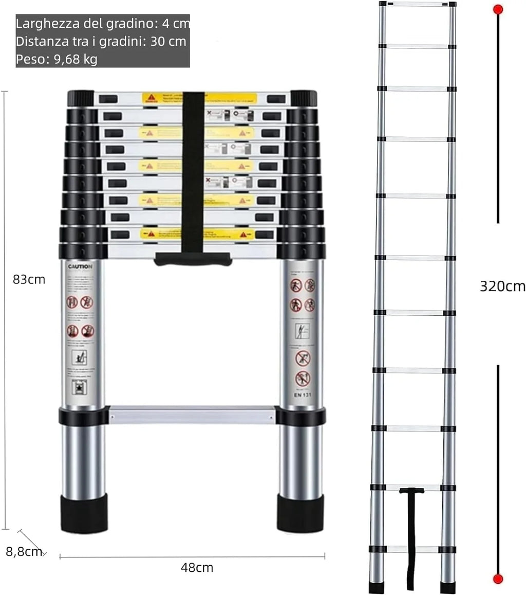 3.2M Portable Aluminium Telescopic Ladder B728