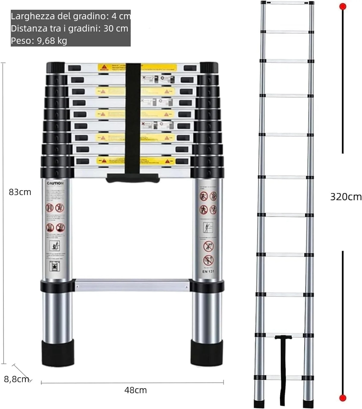 3.2M Portable Aluminium Telescopic Ladder B728
