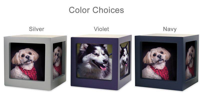 Medium Violet Photo Cube Pet Cremation Urn M587