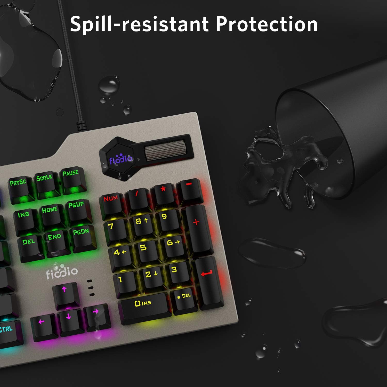 Wired RGB Rainbow Backlit Mechanical Keyboard with Blue Switches E208