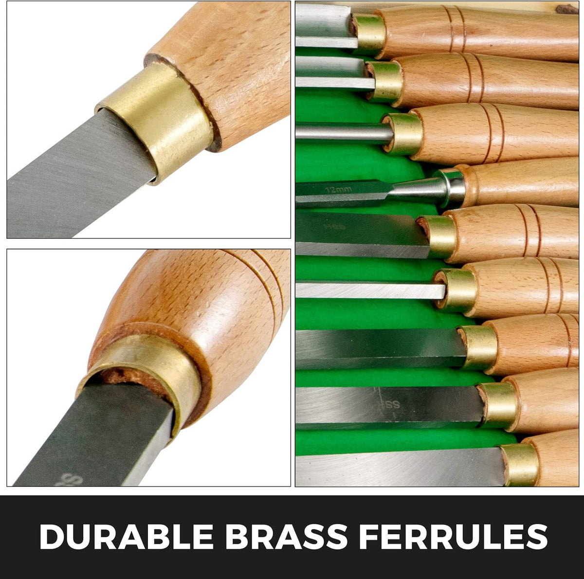 8 Pcs HSS Steel Wood Lathe Chisel Set with Wooden Storage Case D480