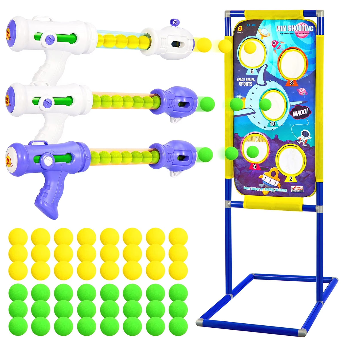 3 Packs Foam Ball Air Toy Guns with Shooting Target, 48 Foam Balls Q401777