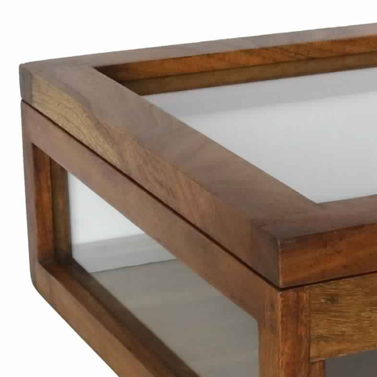 Brown Wood and Glass Square Display Case with Lock and Key N905800