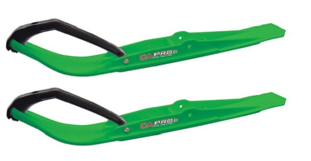 Green Razor Snowmobile Skis with 4" Round Bars Complete Kit O2310