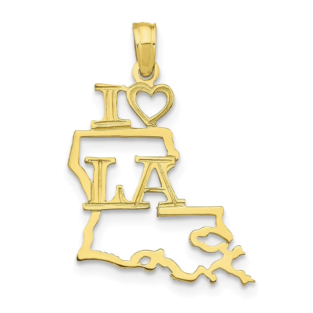 10k Gold Solid Louisiana State Pendant Necklace Jewelry .6 Grams Z336988