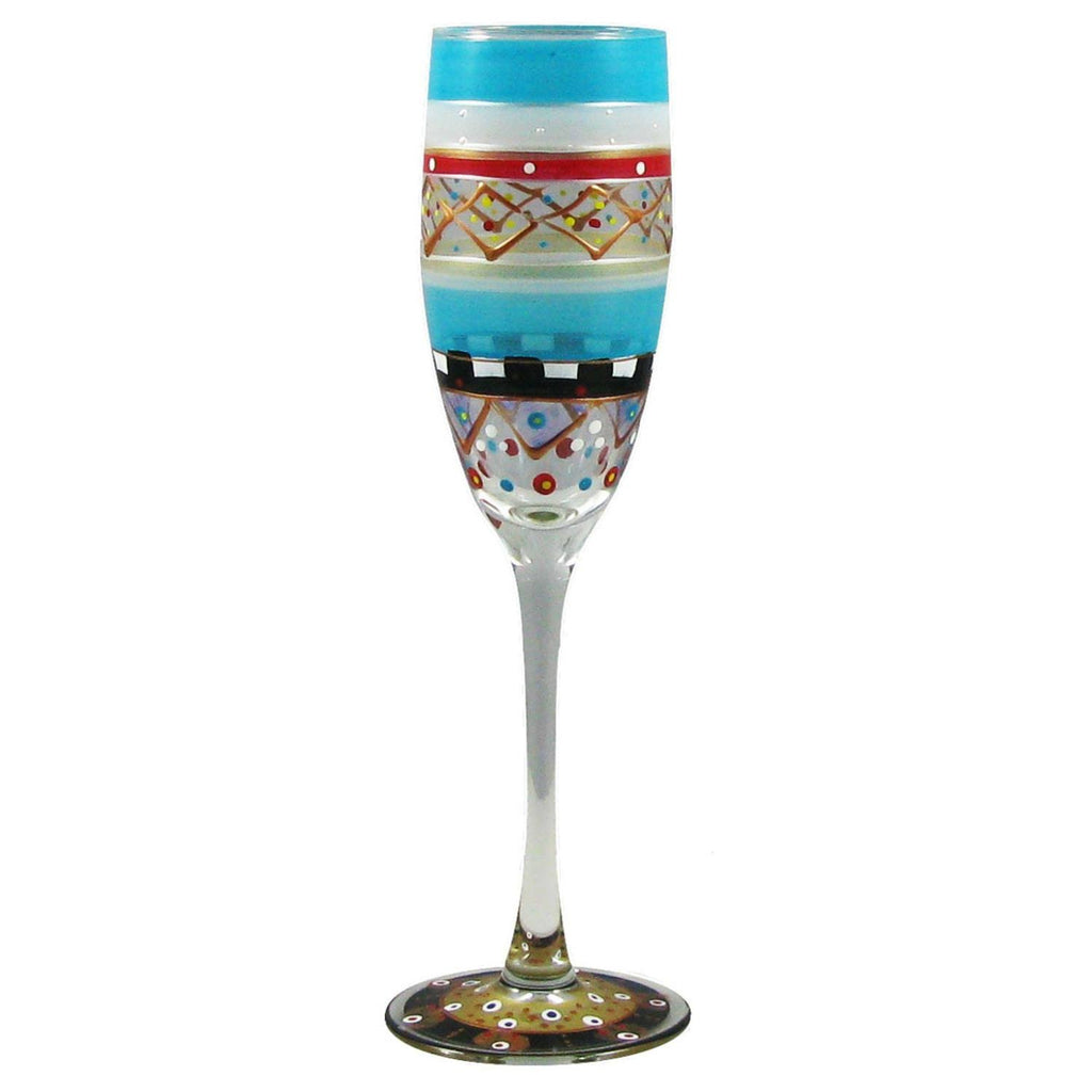 Set of 2 Hand Painted Champagne Flute Glass - 5.75 oz. I1733