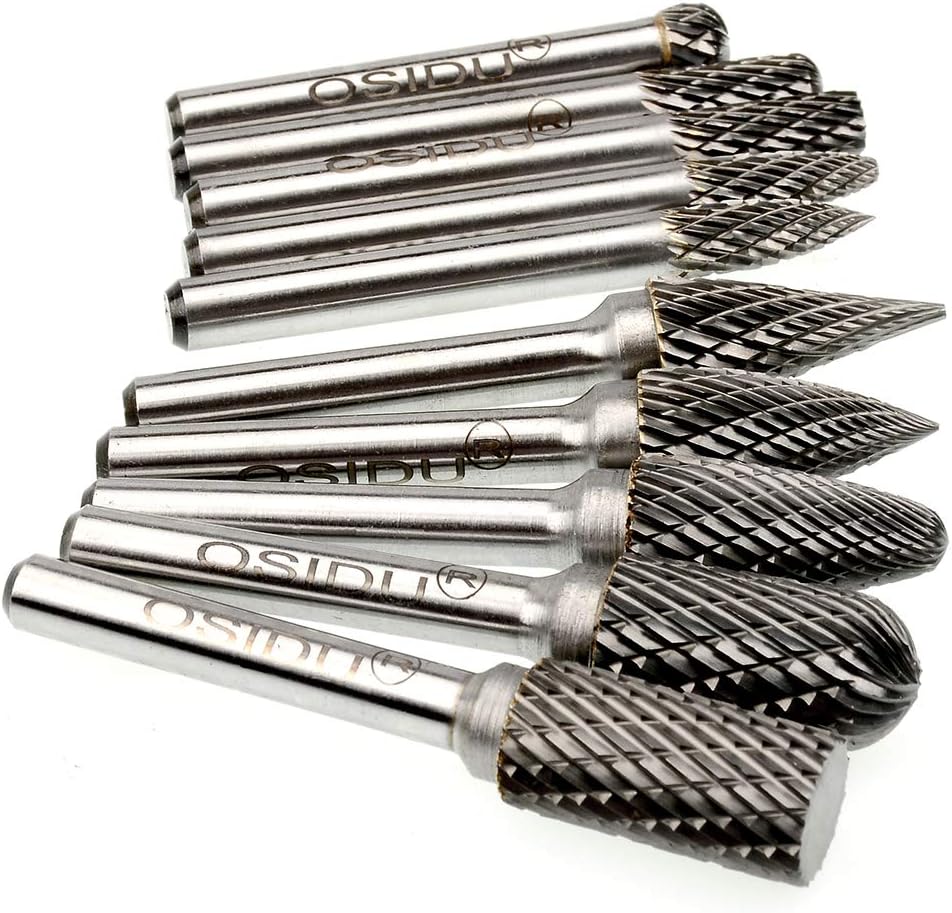 10pcs 1/4 Inch Shank Double Cut Carbide Rotary Burr Set Y986540