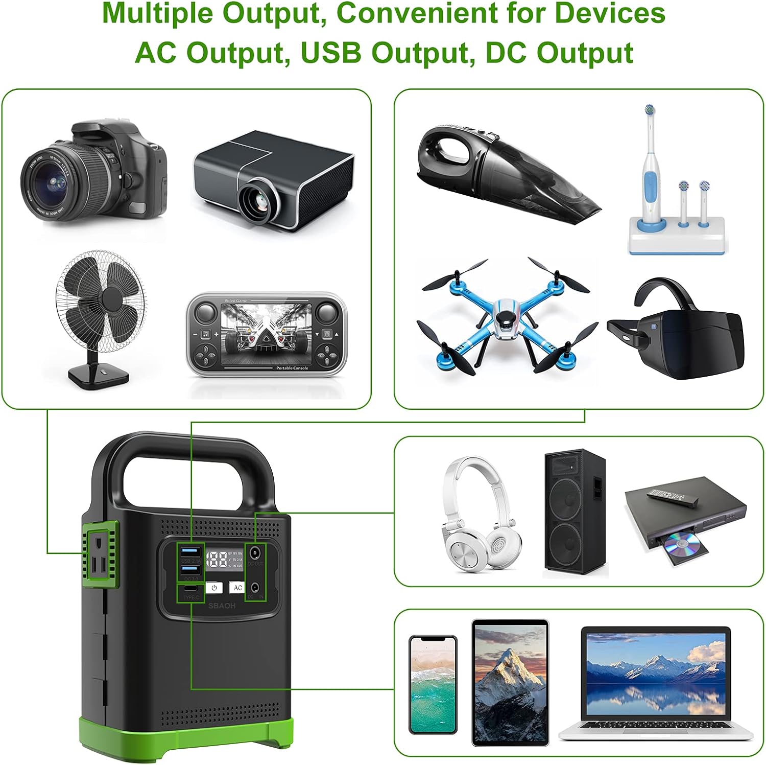 80W AC Outlet Portable Power Station with LED Light J57631
